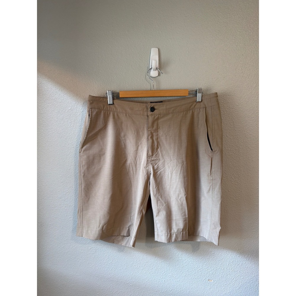 Faherty All Day Shorts Mens 36 Khaki Tan Hybrid Quick Dry Performance Stretch